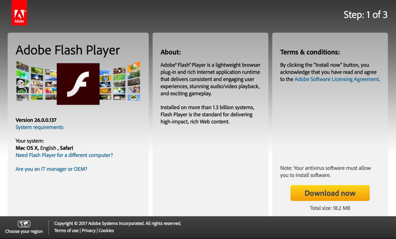 Adobe Flash Player Download Site