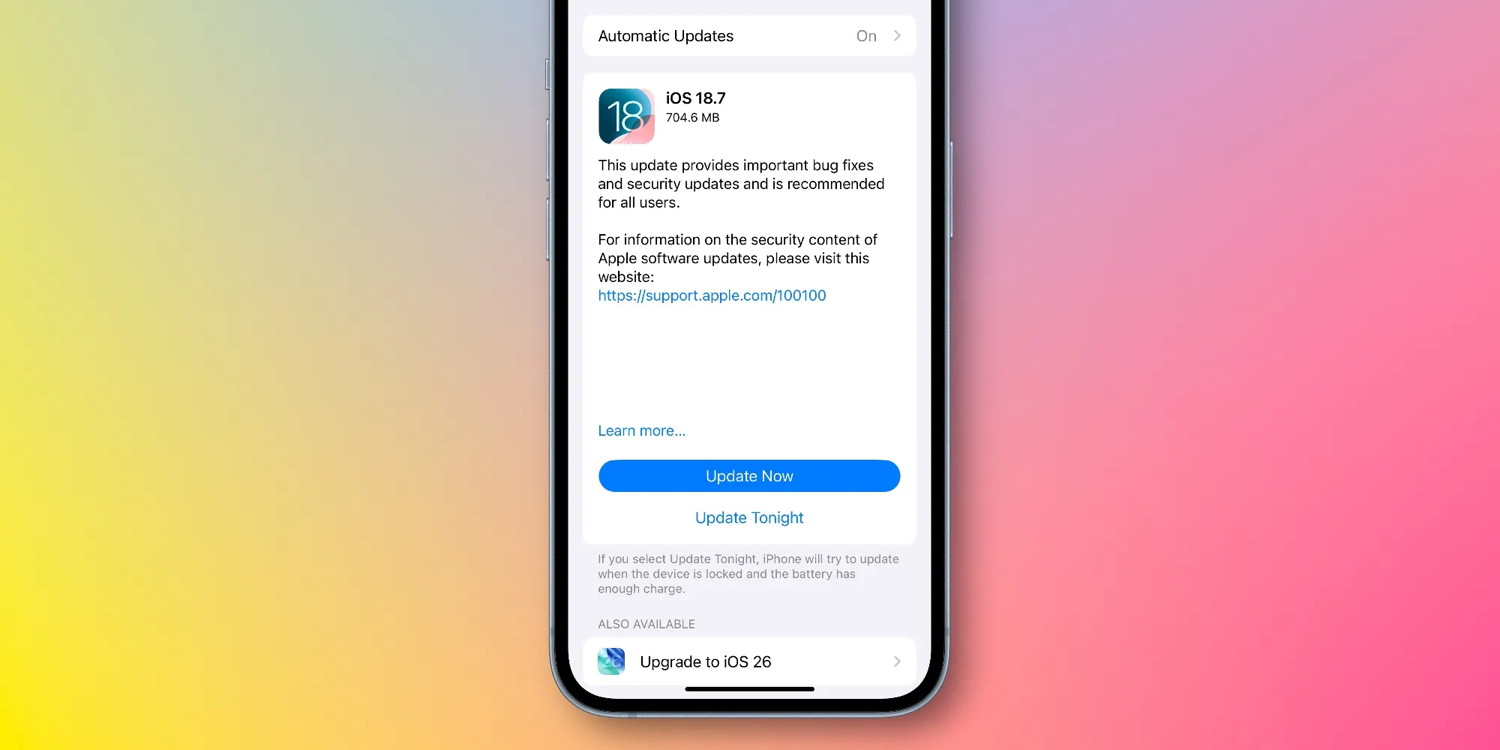 iOS 18 update to iOS 26